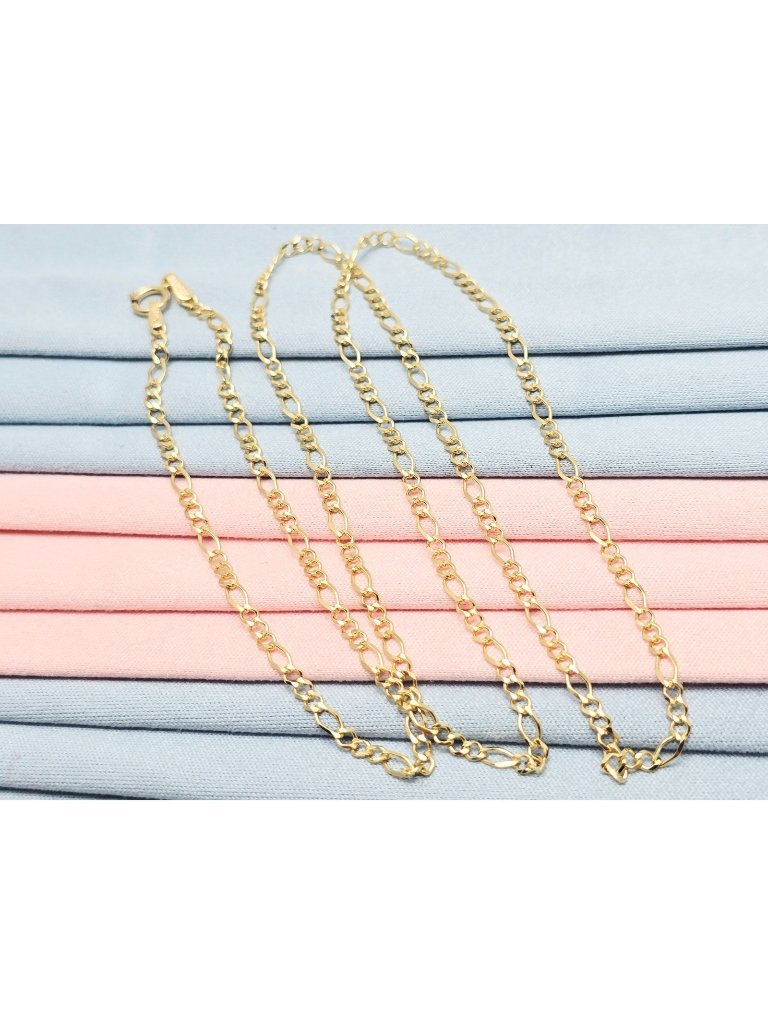 Unique 10k Solid Yellow Gold Designer Figaro Link Chain Necklace  2175 Length